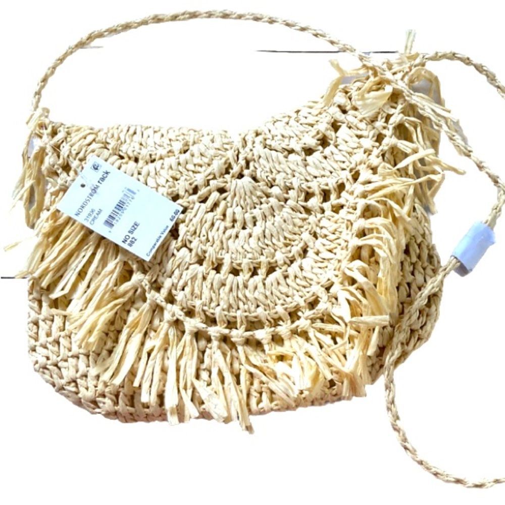 Crossbody Crocheted Straw Bag by Urban Expressions VEGAN 10.5 x 7 x 0.5 inches